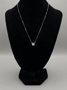 925 Sterling Silver Floating CZ Solitaire Pendant Necklace